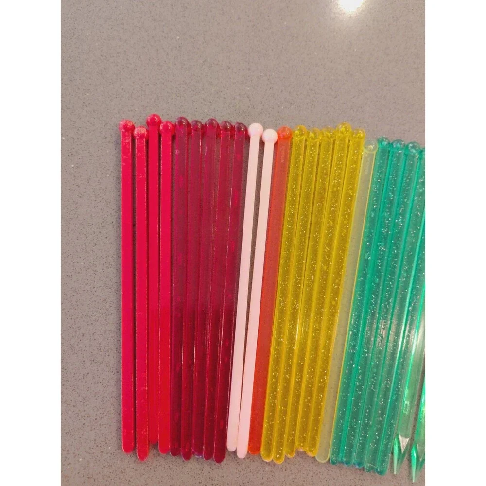 Vintage Cocktail Swizzle Sticks Lot 21 Plastic Drink Stir Stirrers Barware